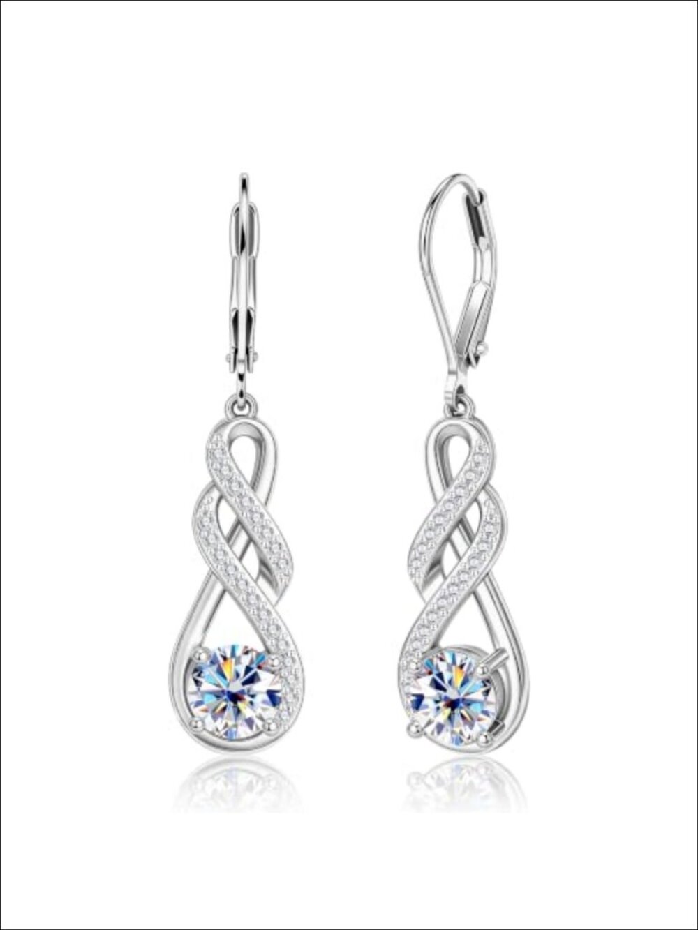 Moissanite Dangle Earrings Infinity Leverback Drop Earrings for Women 2ct